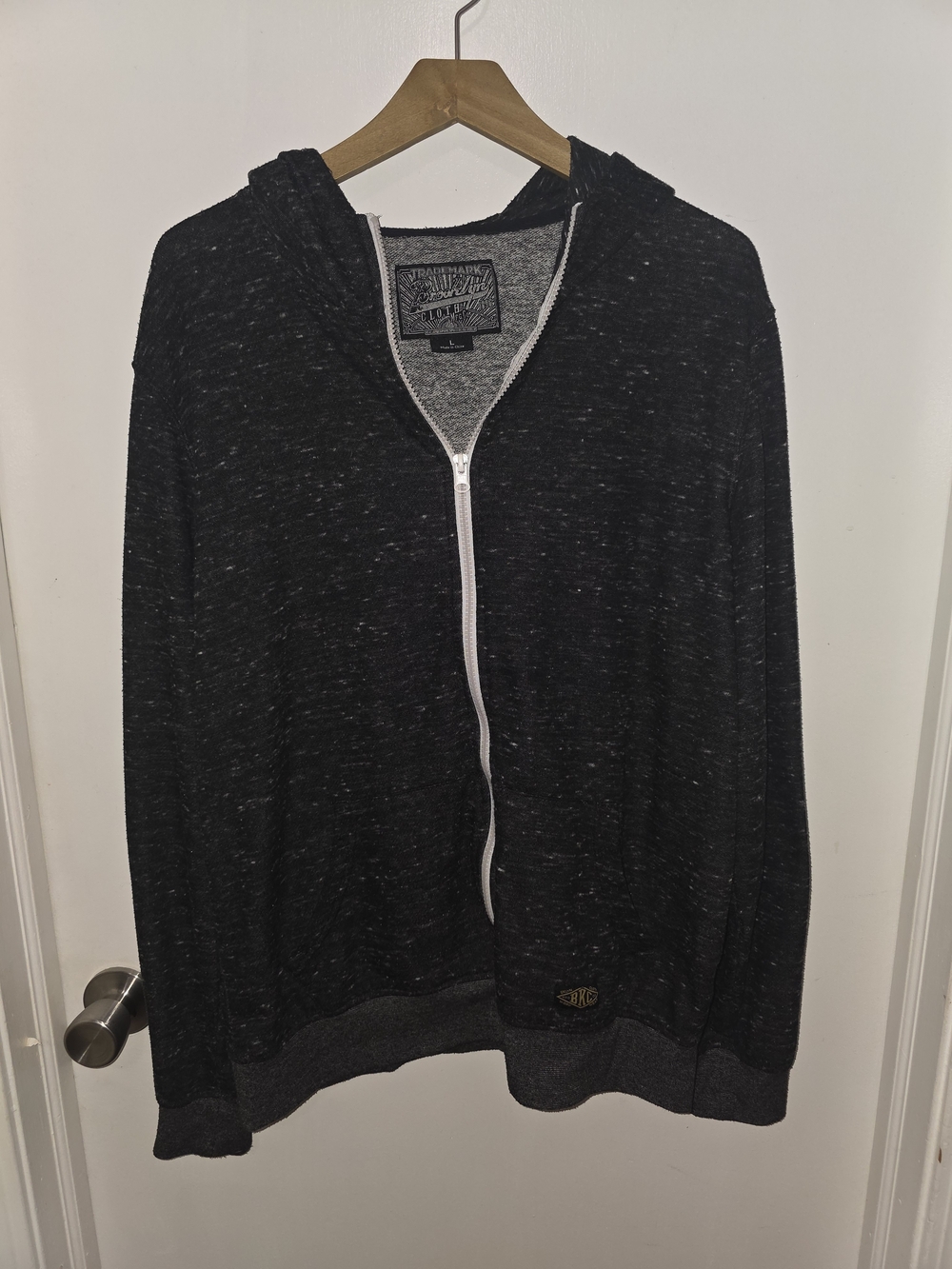 Brooklyn Cloth Large Slub Knit Grey Zip Up Hoodie From The Buckle Y2K 2000